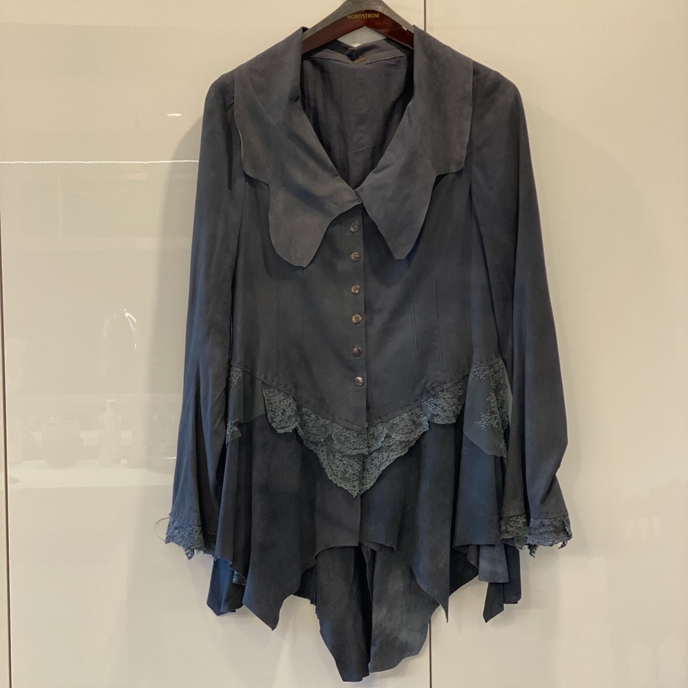 Free People Lambskin and Lace Boho Jacket